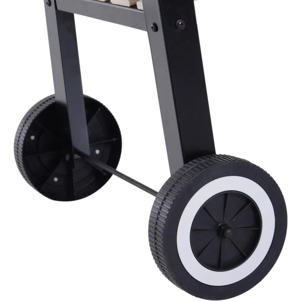 Grill cart stand grill charcoal grill with wind protection 2 x storage compartment height adjustable grill grate metal black 87 x 45 x 8