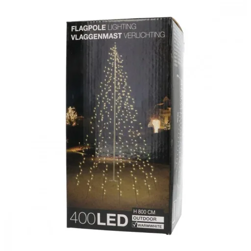 Flagpole SET of 2 - Lighting - 400 LEDs - 8 meters - Warm white light - waterproof