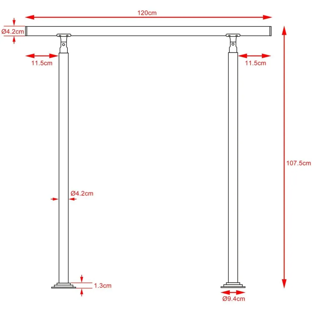Railing - stainless steel - silver - 107.5 x 120 cm