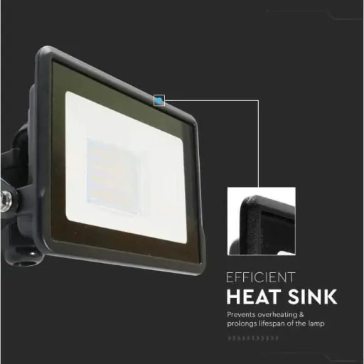 VT-128 LED Floodlight - 20 W - 1510 Lm - 6500K - Black