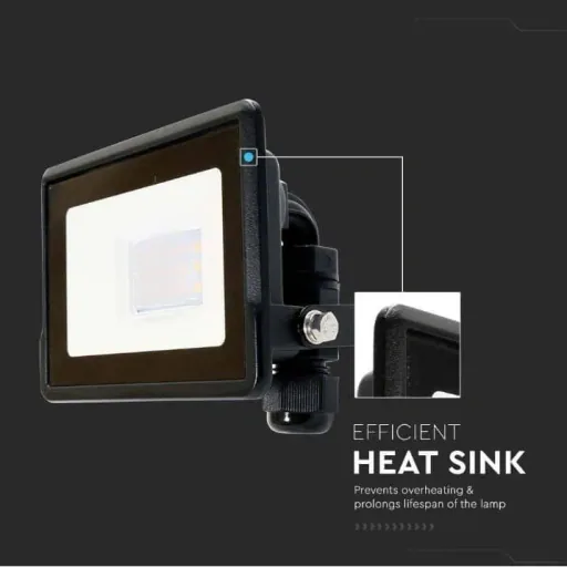 VT-118 LED Floodlight - 10 W - 735 Lm - 3000K - Black