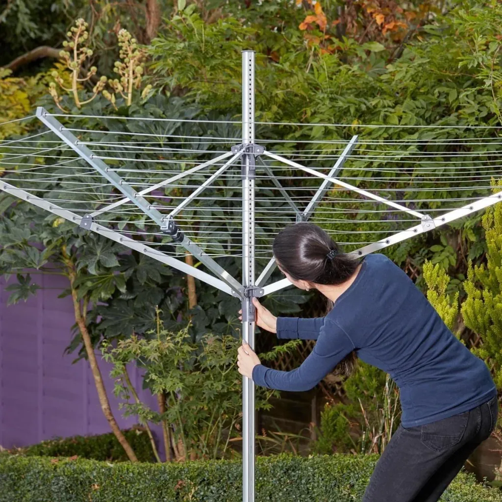 Rotating clothes airer 170 x 183 cm silver