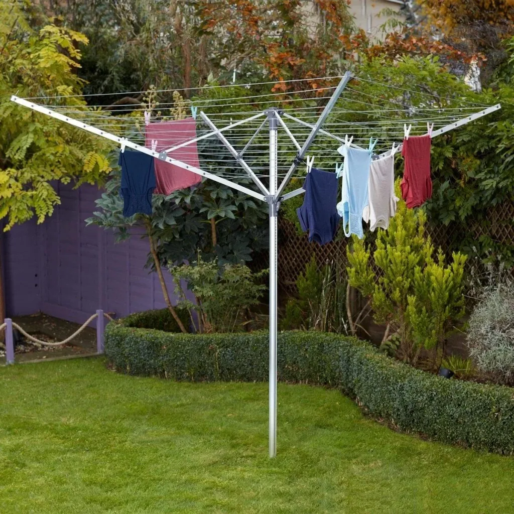 Rotating clothes airer 170 x 183 cm silver
