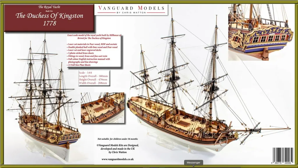 Duches of Kingston 1778 kit in 1:64 scale