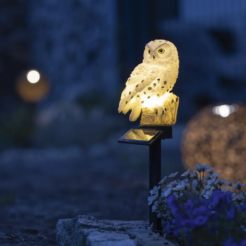LED Solar Snowy Owl Garden Stake