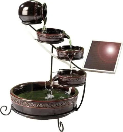 Solar cascade fountain, brown glazed