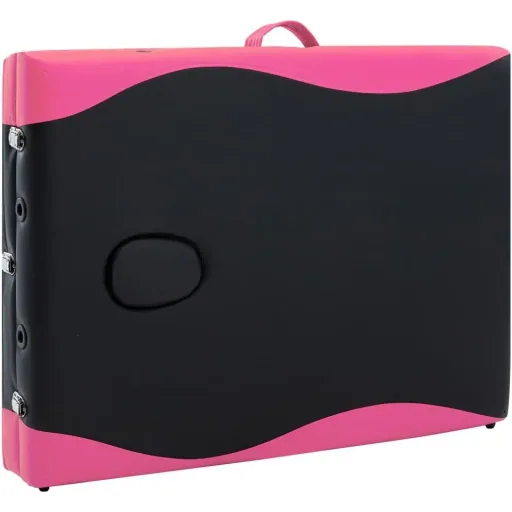 Folding massage table 3 zones aluminum black and pink