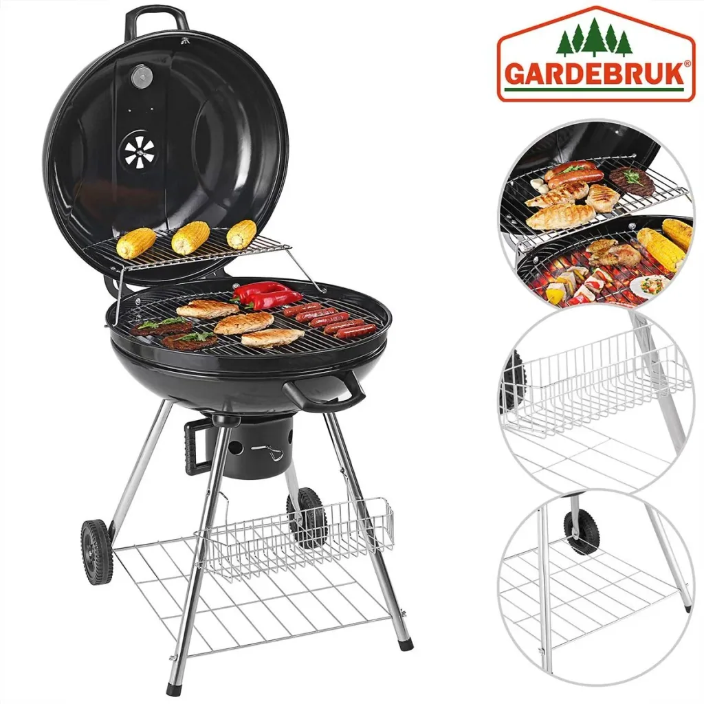 Barbecue - BBQ - on two wheels - Black - 90x58x68cm