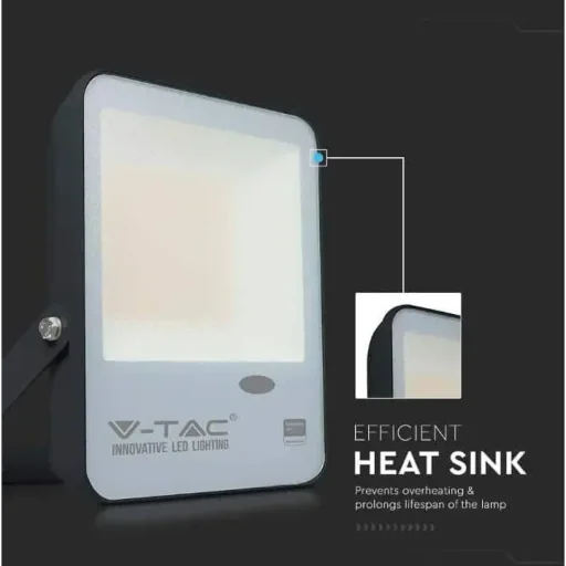 VT-57S LED floodlight with day/night sensor - 50 W - 5000 Lm - 3000K - black