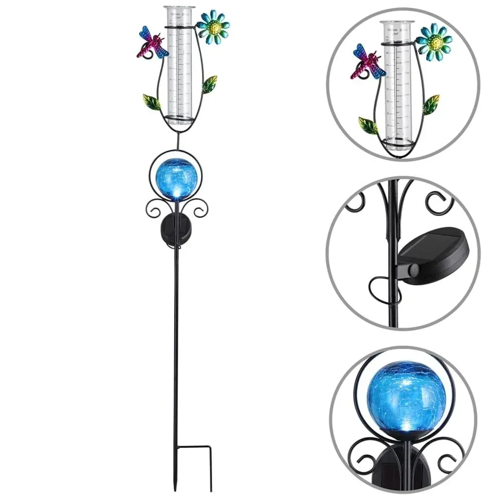 Solar-powered lighting with rain gauge blue