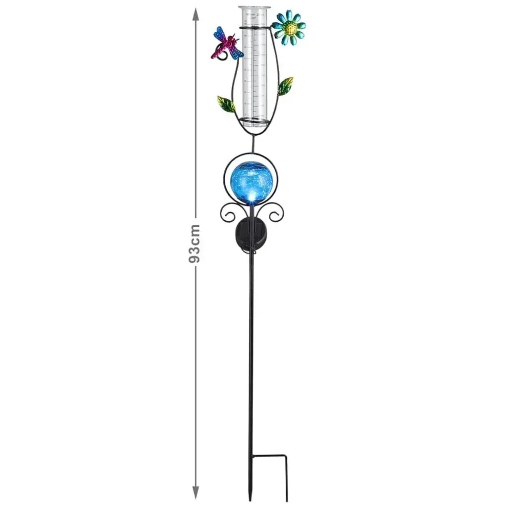 Solar-powered lighting with rain gauge blue