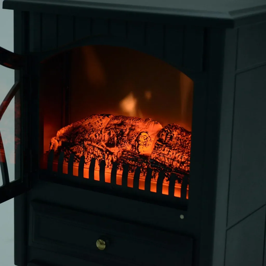 Electric fireplace stove freestanding fireplace 1800W black