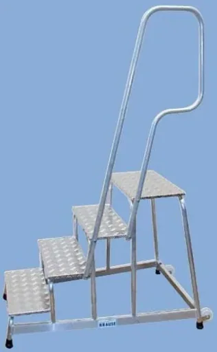 Mobile aluminum assembly step with handrail and castors 3 steps ladder