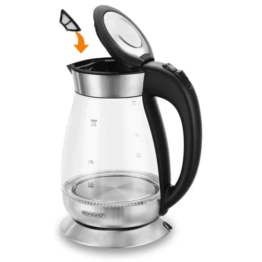 Kettle Black/Silver Glass/Stainless Steel 1.7L