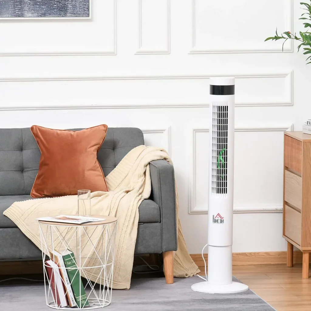 Tower fan with remote control white