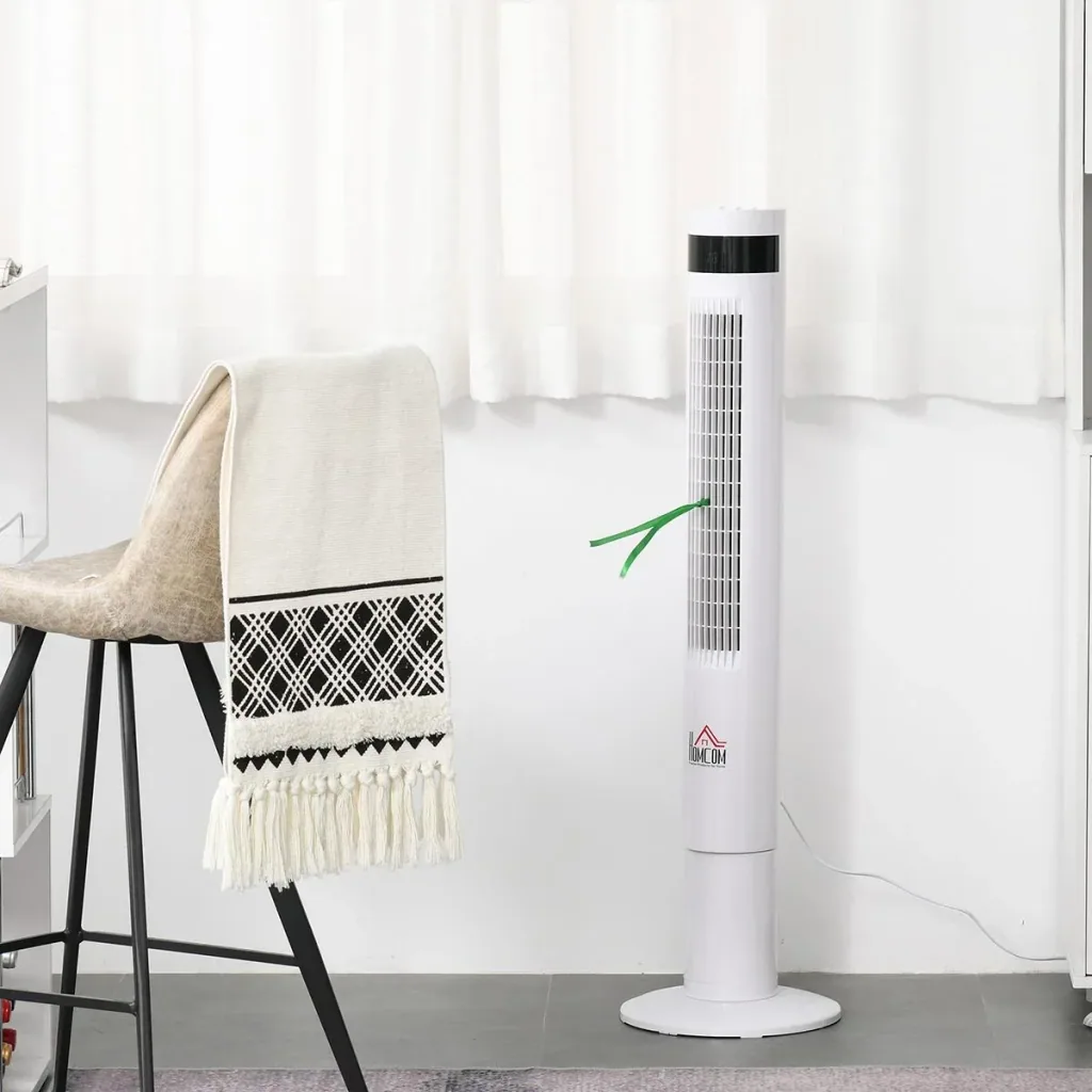 Tower fan with remote control white