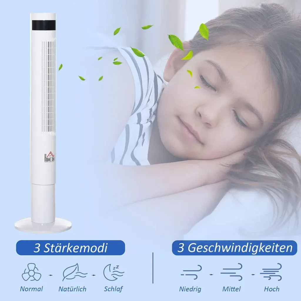 Tower fan with remote control white