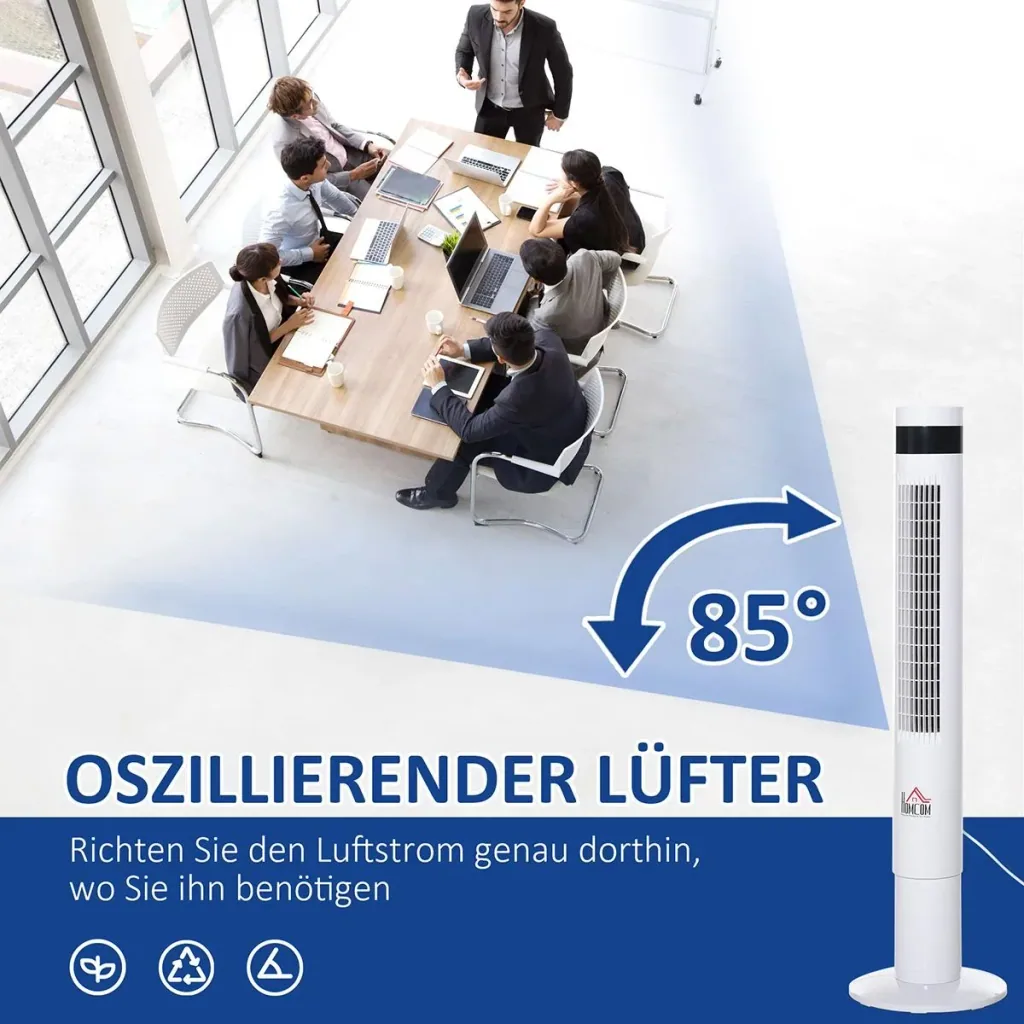 Tower fan with remote control white