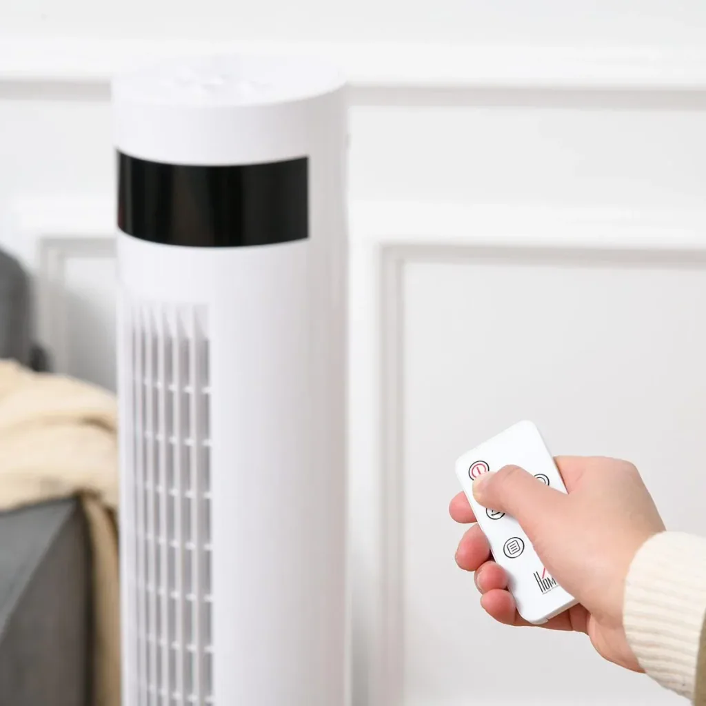 Tower fan with remote control white