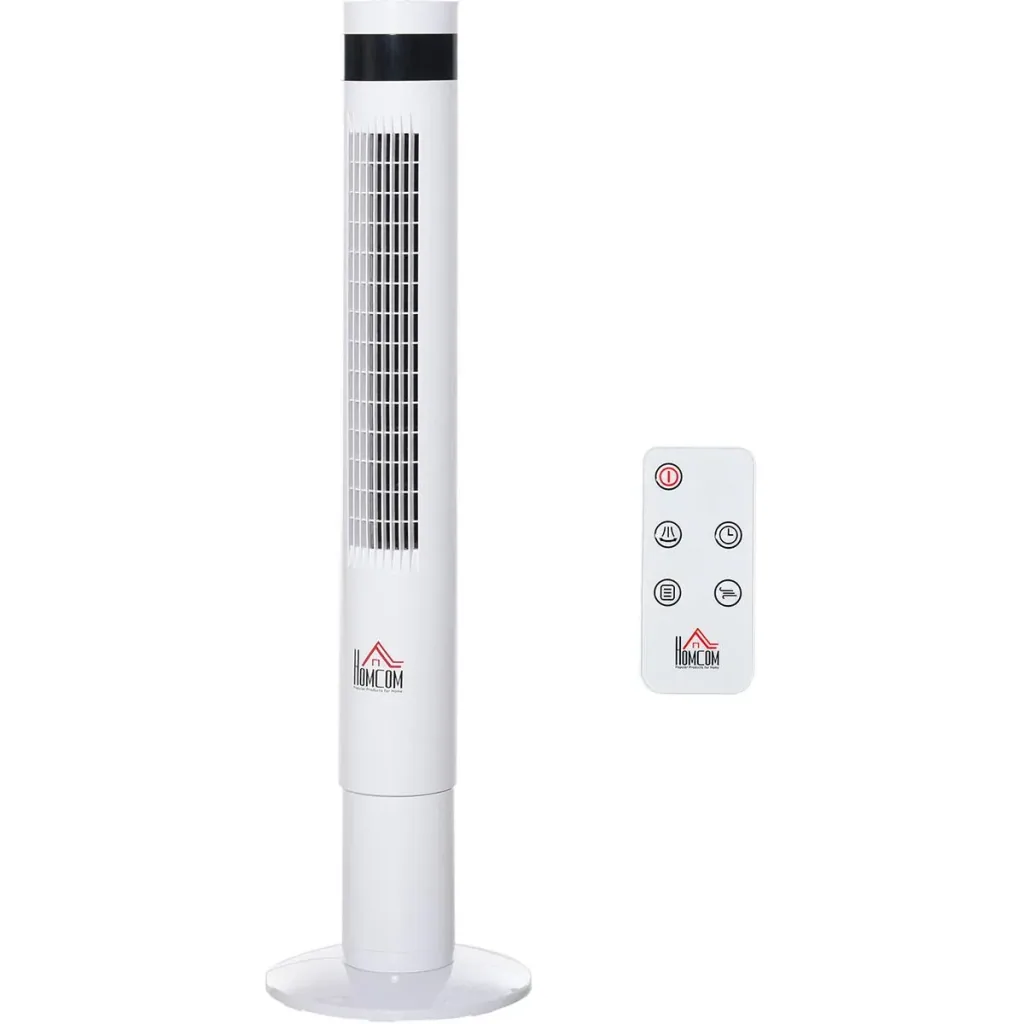 Tower fan with remote control white