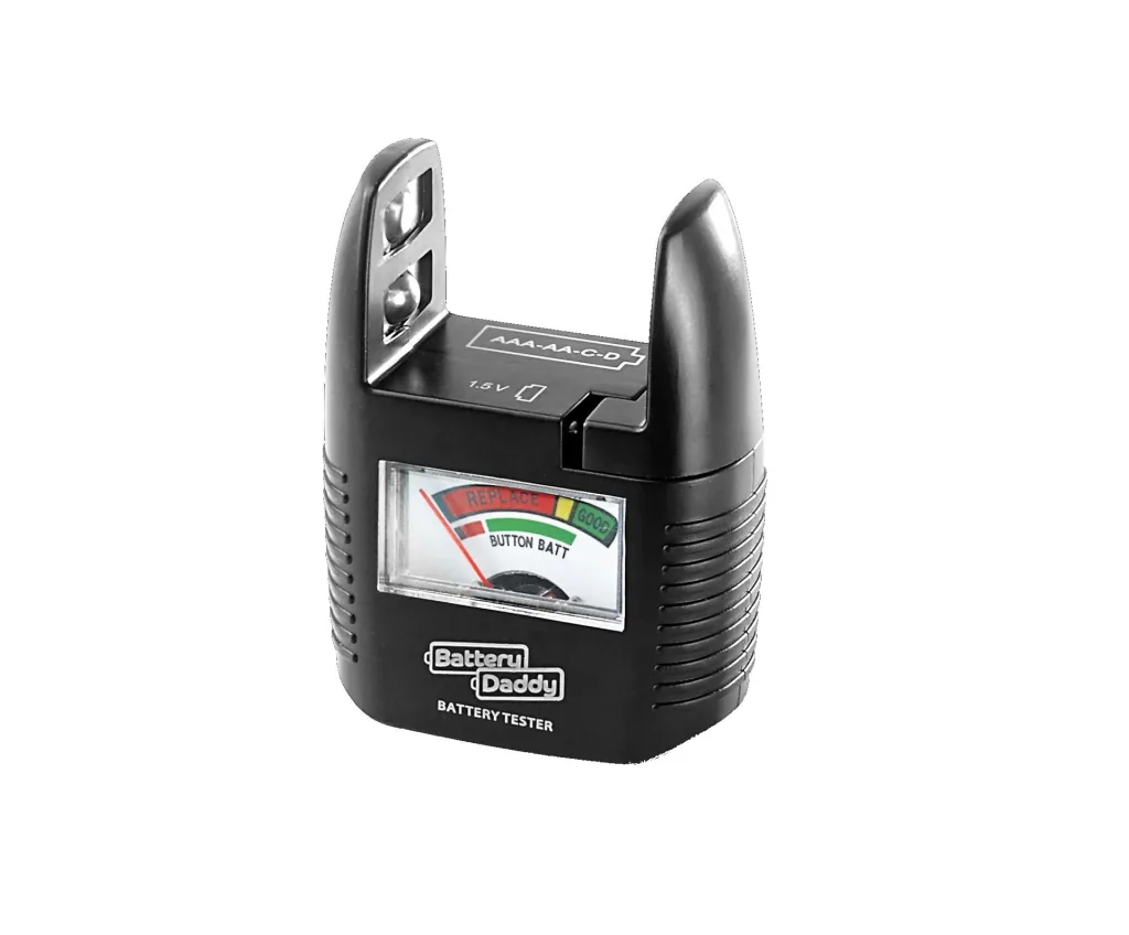 Battery storage case including tester