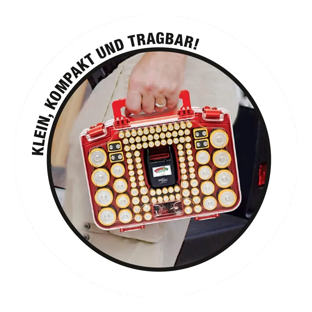 Battery storage case including tester