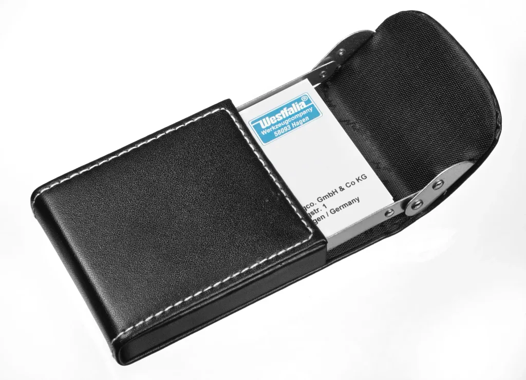Check business cards and cigarette case