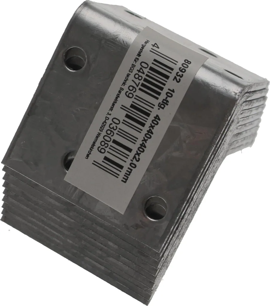 Angle connector 40 x 40 x 40 mm, 10 pieces