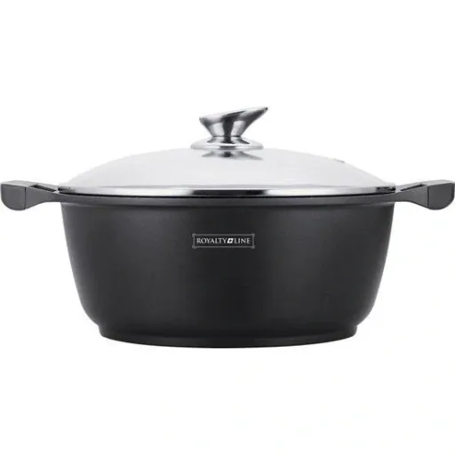 Marble casserole with black glass lid - 34 cm