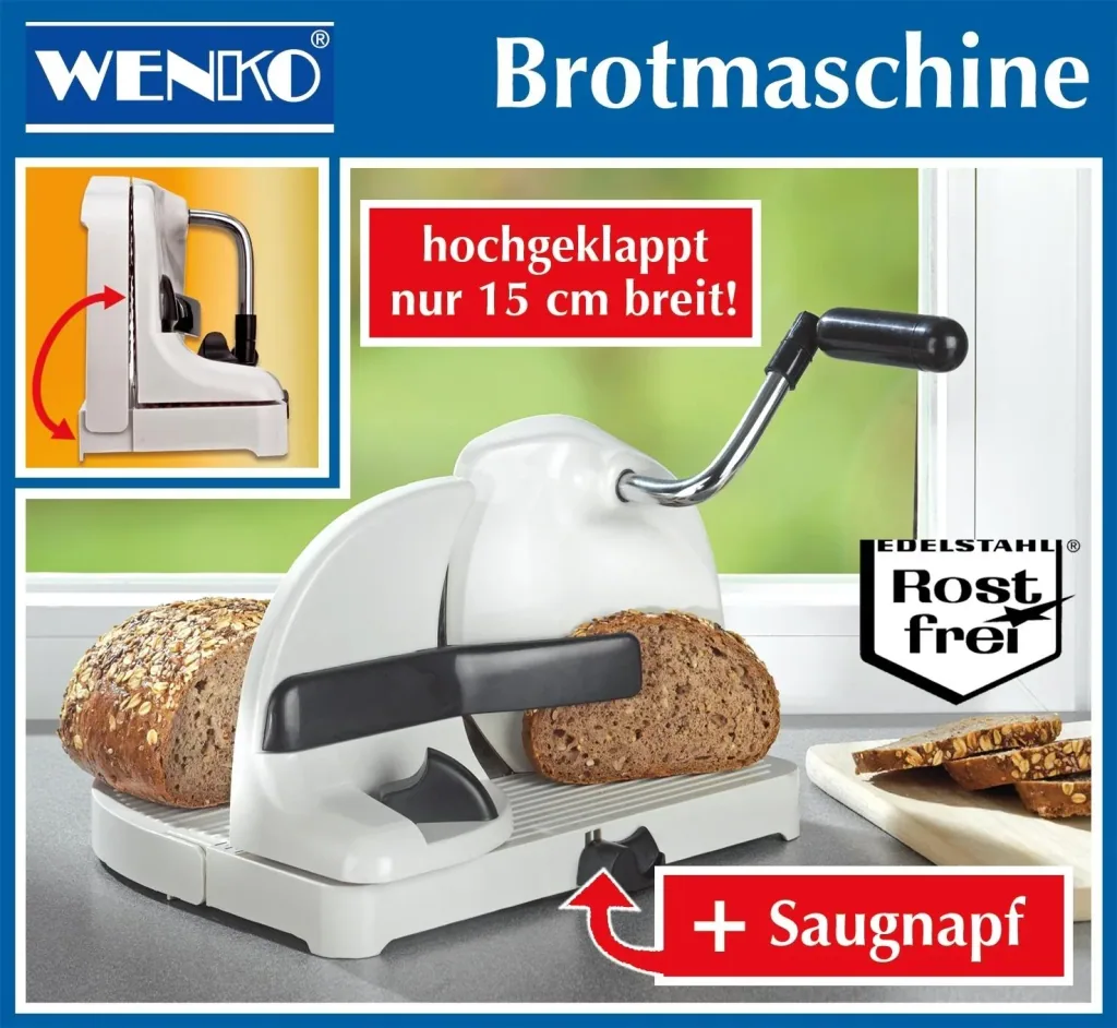 Bread slicer with hand crank