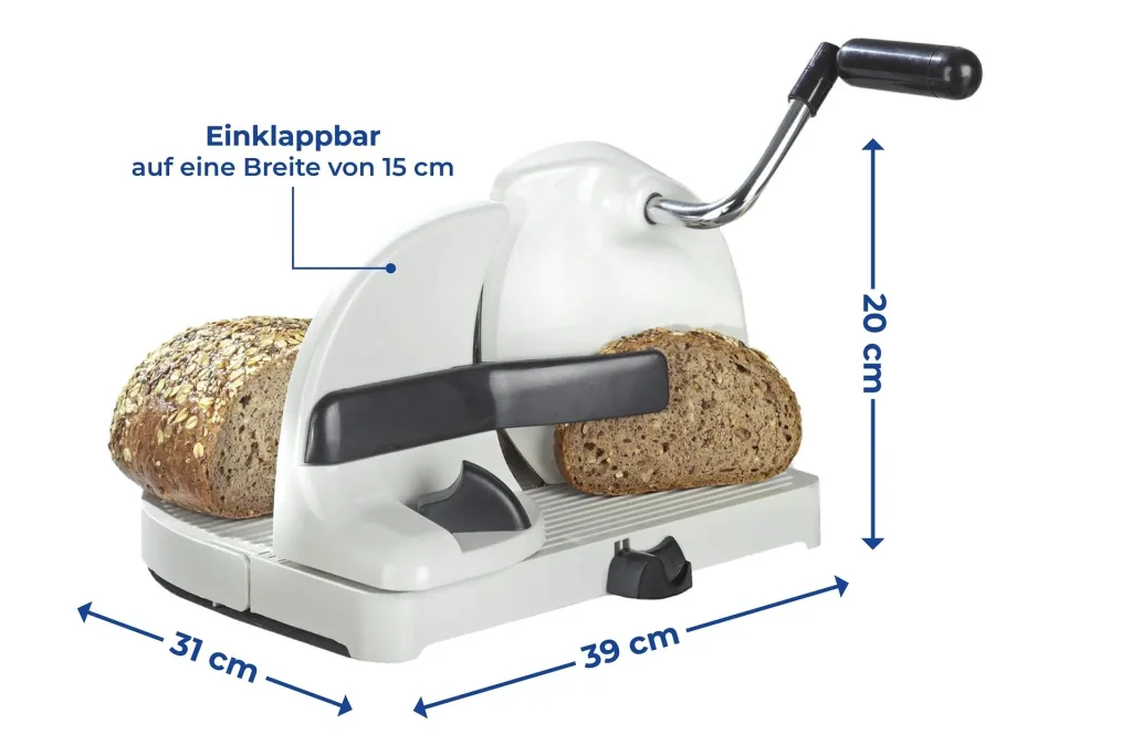 Bread slicer with hand crank