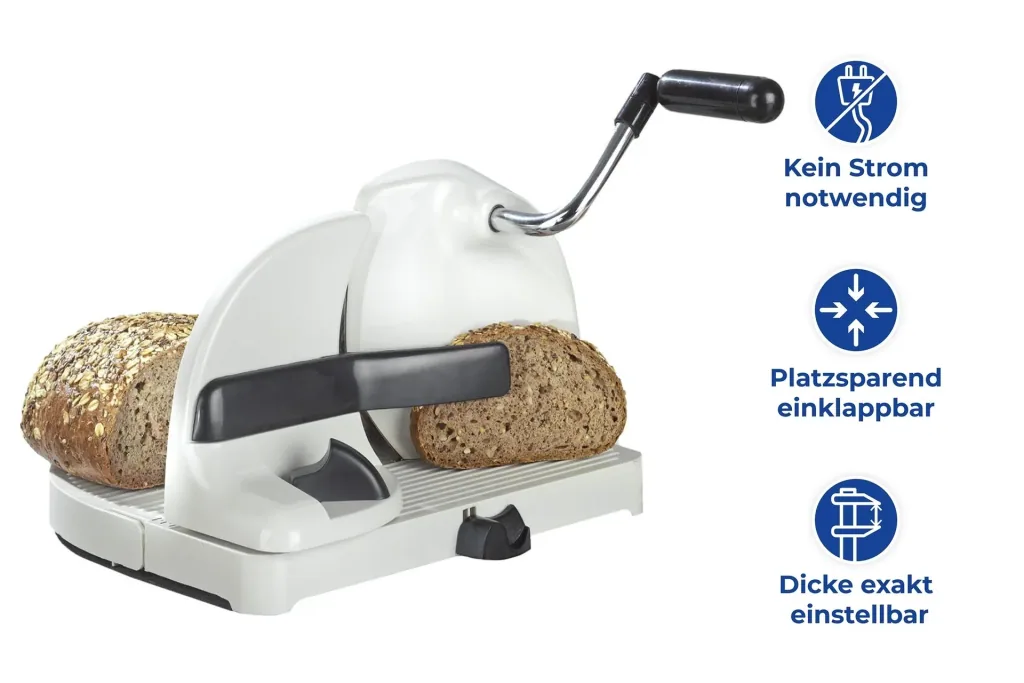 Bread slicer with hand crank
