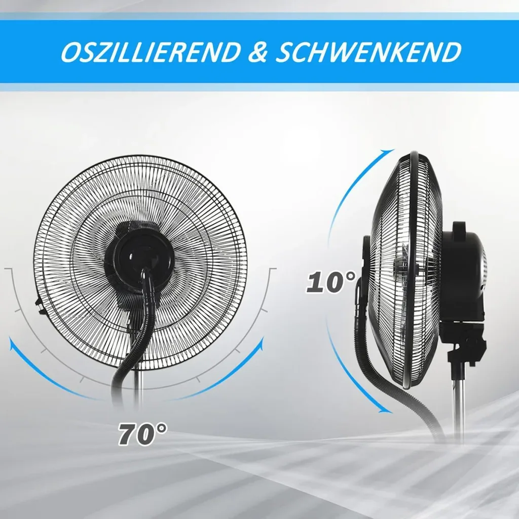 Mist pedestal fan with 3 modes black
