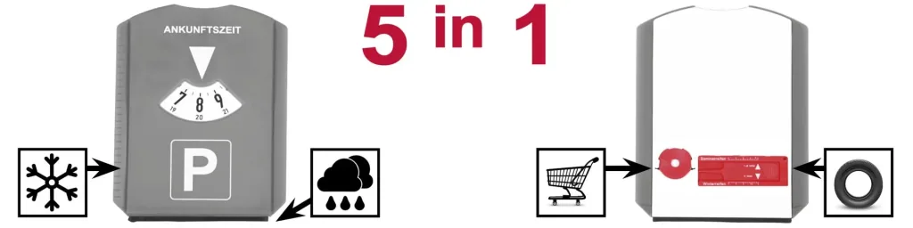 Parking disc with additional benefits 5 in 1