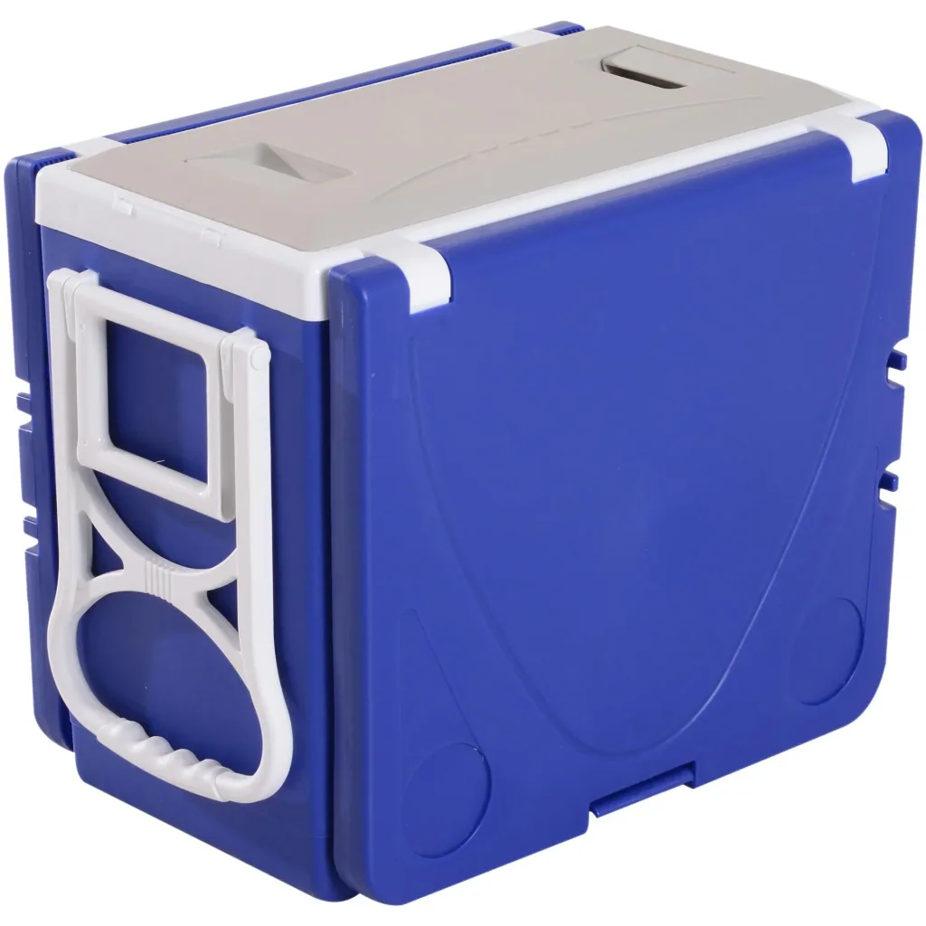 Cooler box with wheels 28L portable camping 3-in-1 set with 1 side table + 2 stools foldable