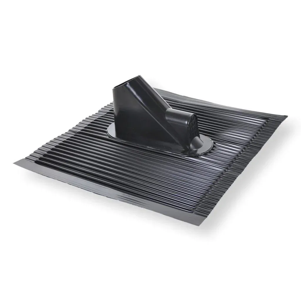 Aluminum roof tile for antenna mast with cable guide, black