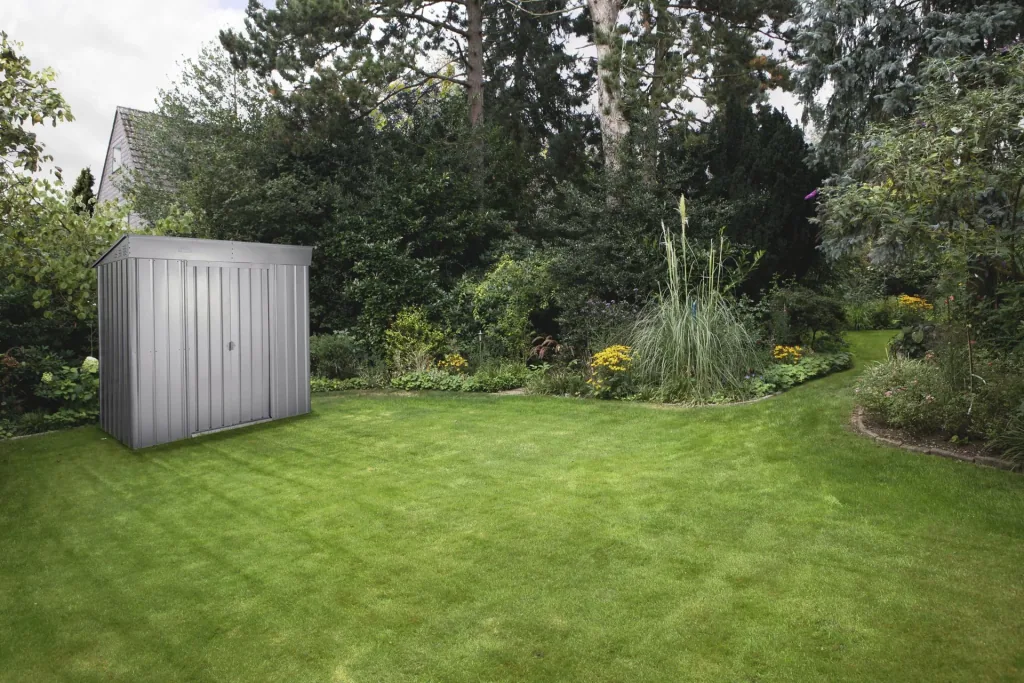Tool shed pent roof Skillion 84, silver metallic