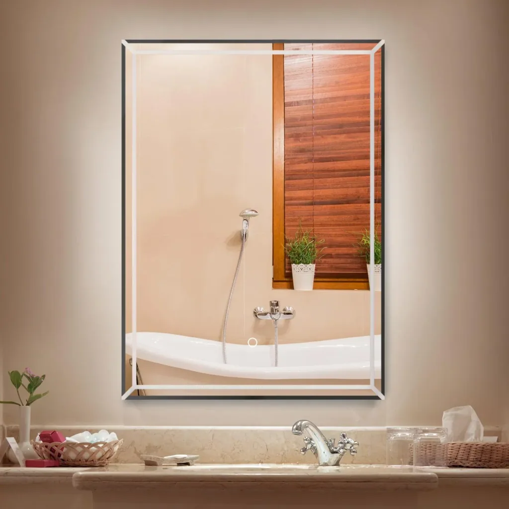 LED bathroom mirror wall mirror touch switch energy class A aluminum frame silver 50 x 3 x 70 cm