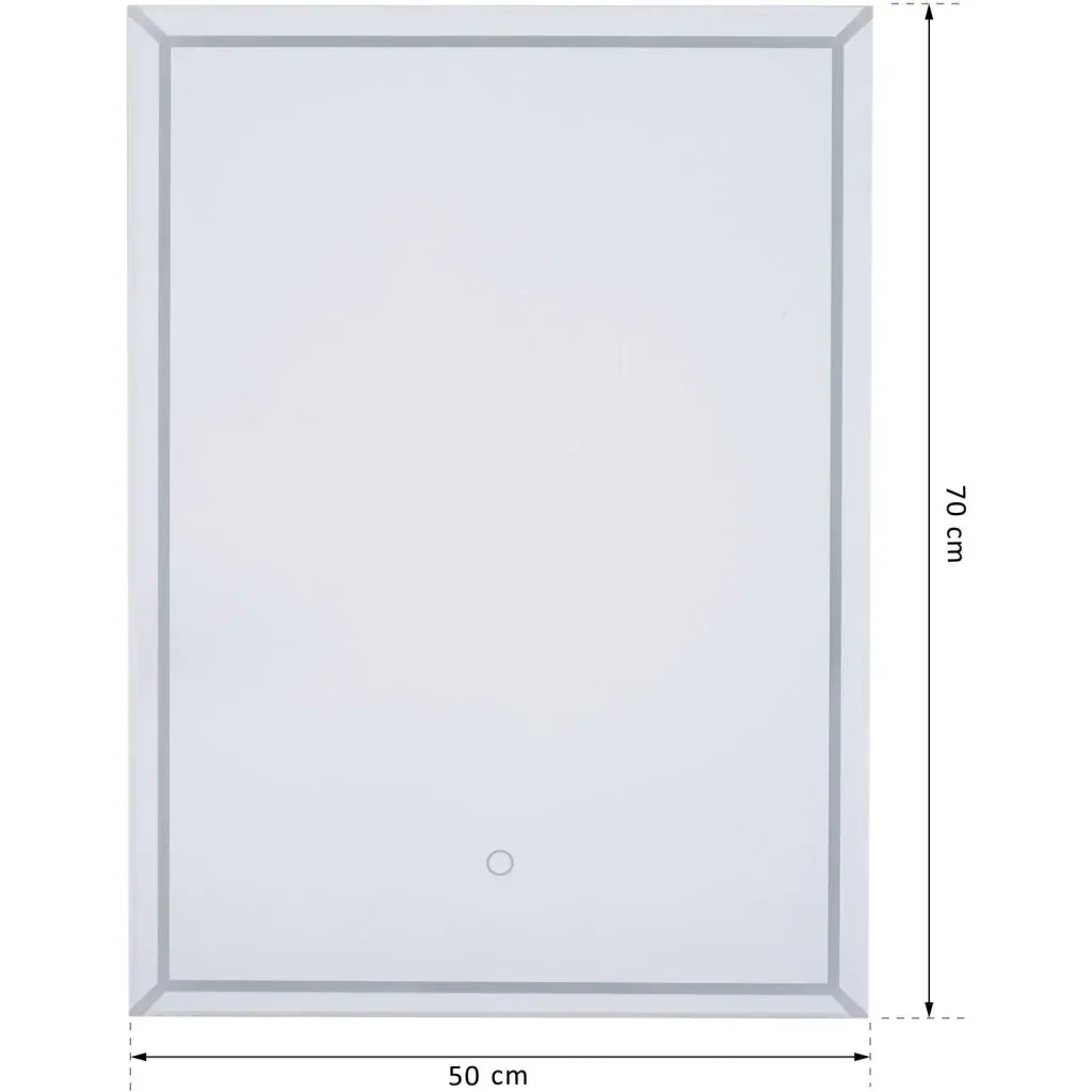 LED bathroom mirror wall mirror touch switch energy class A aluminum frame silver 50 x 3 x 70 cm