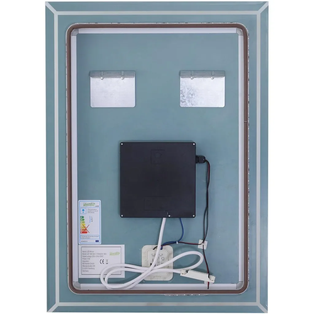 LED bathroom mirror wall mirror touch switch energy class A aluminum frame silver 50 x 3 x 70 cm