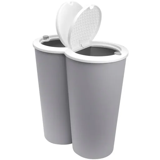 Double bucket for waste separation - plastic grey 2x25L