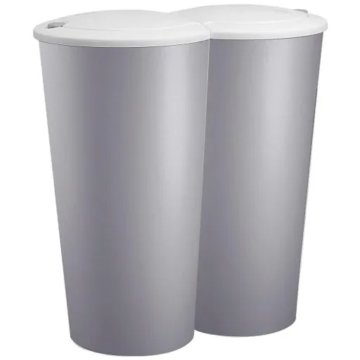 Double bucket for waste separation - plastic grey 2x25L