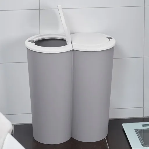 Double bucket for waste separation - plastic grey 2x25L
