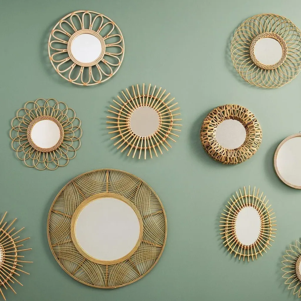 NL Mirror Round - 58 cm - Brown/Rotan