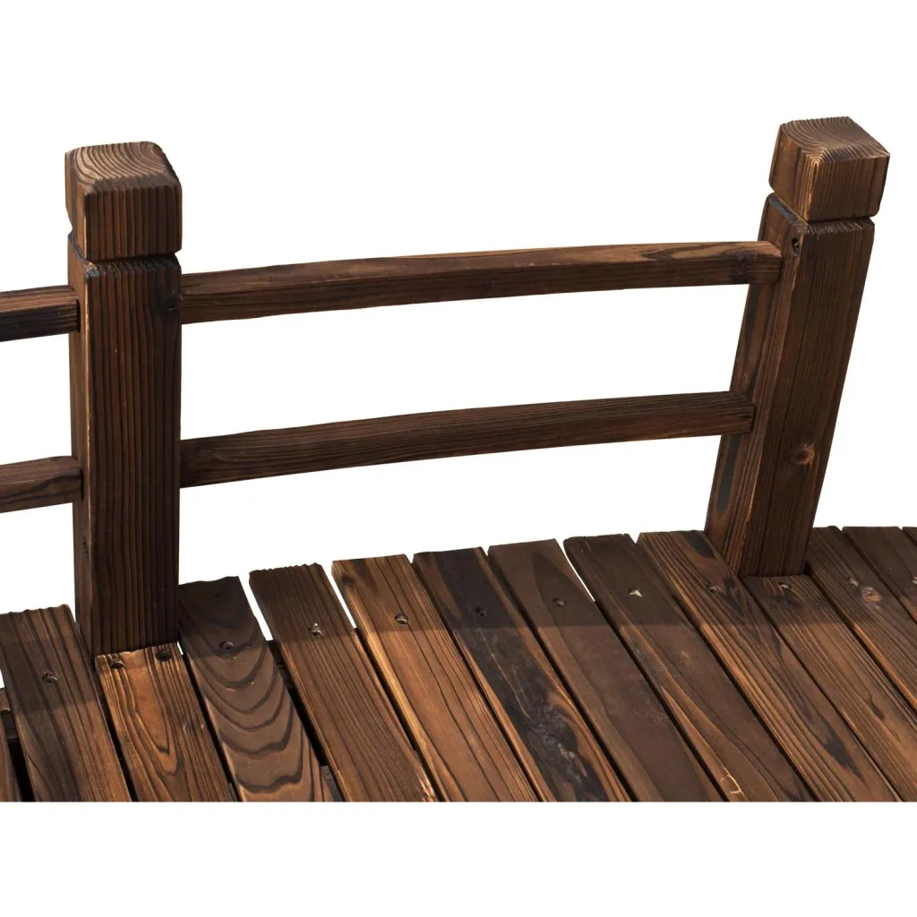 Garden bridge wooden bridge wooden walkway pond bridge decorative bridge with railing up to 180 kg fir wood dark brown 152.5 x 67 x 48 c