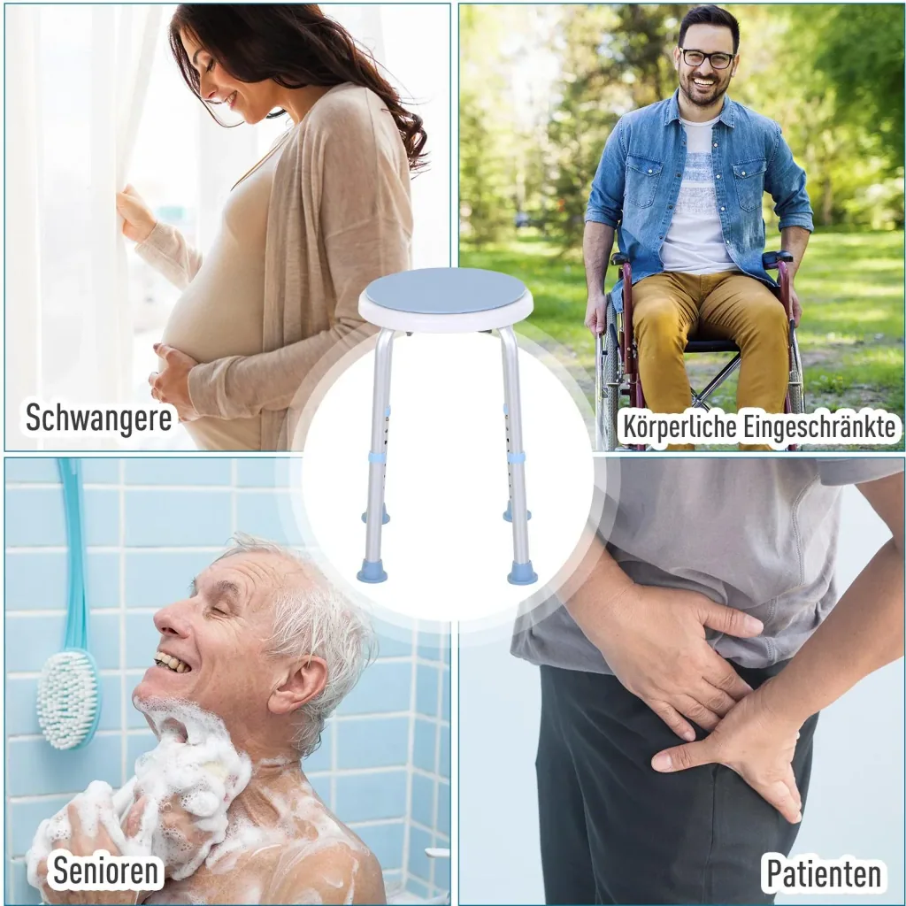 Bath stool with rotating seat