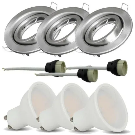 VT-4444 3-piece set of recessed spotlights - 5W - 400 Lm - 3000K - Silver