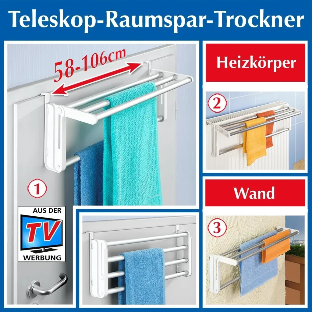 Space-saving dryer - Space-saving, hanging telescopic tumble dryer