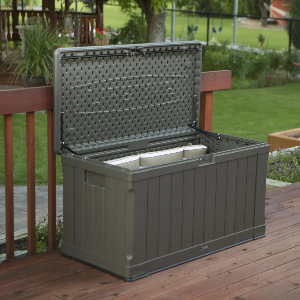 Premium Cushion Box 440 L 127.9×64×67.2 cm Brown – Weatherproof HDPE, loadable up to 300 kg