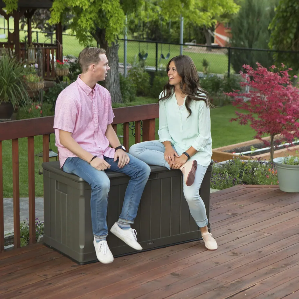 Premium Cushion Box 440 L 127.9×64×67.2 cm Brown – Weatherproof HDPE, loadable up to 300 kg